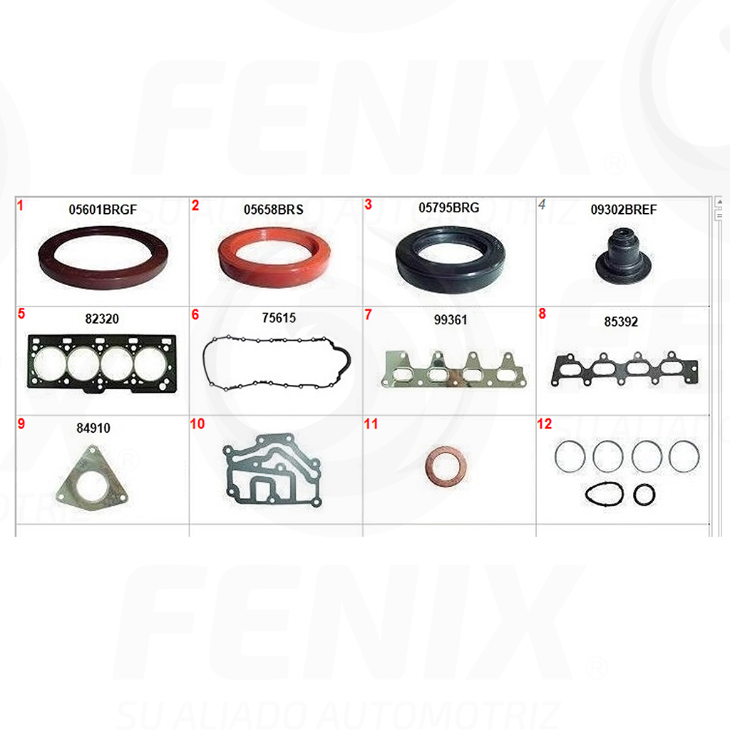 EMPAQUETADURA MOTOR COMPLETA (FIBRA) RENAULT K4J 1.4L 16V/K4M 1.6L 16V- CLIO/SYMBOL